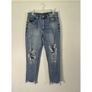 Blank NYC The Rivington High-Rise Tapered Distressed Raw Hem‎ Jeans Size 29